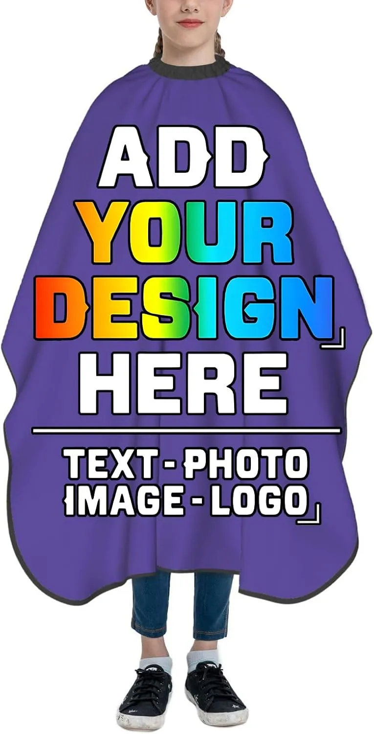 Custom Barber Cape for Kids, Personalized Photo Logo Text Hair Cutting Cape Salon Haircut Kit Hairdressing Apron