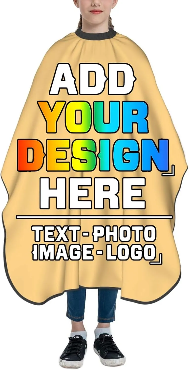 Custom Barber Cape for Kids, Personalized Photo Logo Text Hair Cutting Cape Salon Haircut Kit Hairdressing Apron