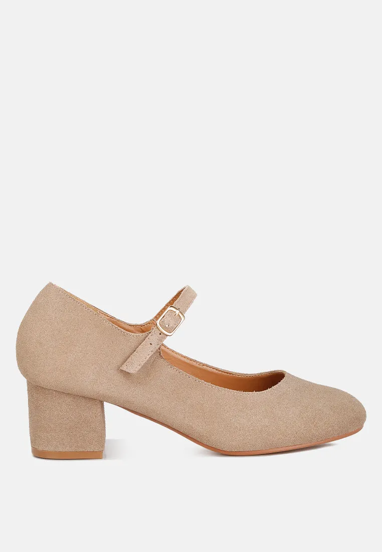 Dallin Suede Block Heel Mary Janes By Ruw