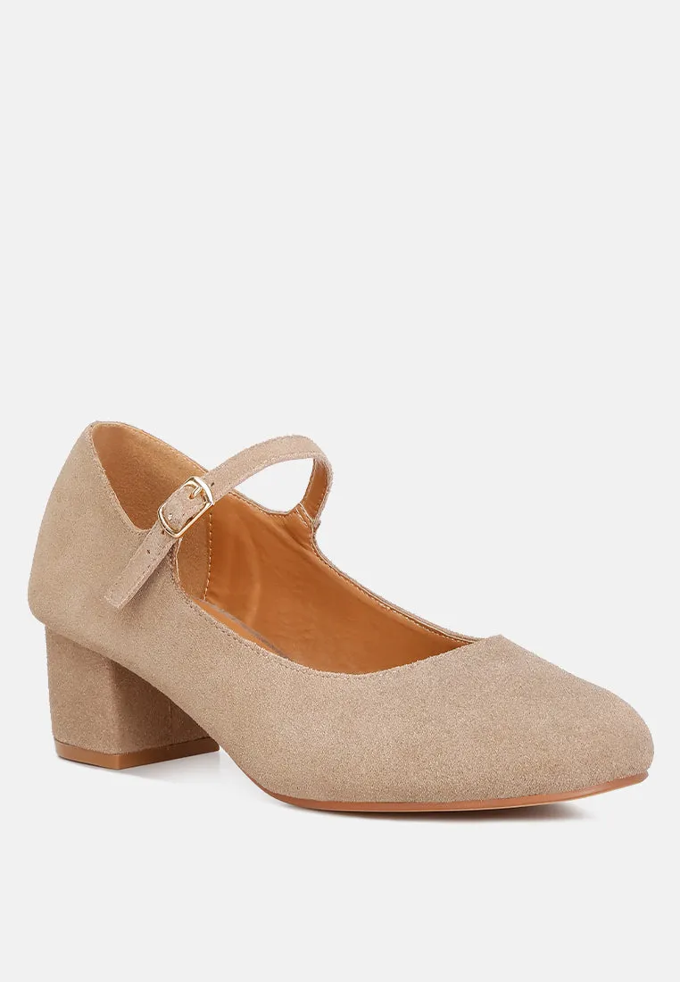 Dallin Suede Block Heel Mary Janes By Ruw