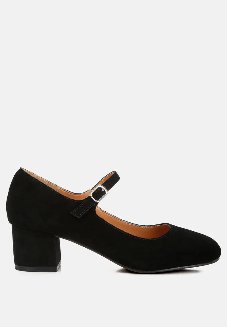 Dallin Suede Block Heel Mary Janes By Ruw