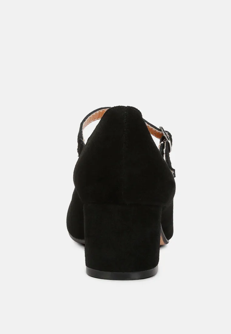 Dallin Suede Block Heel Mary Janes By Ruw