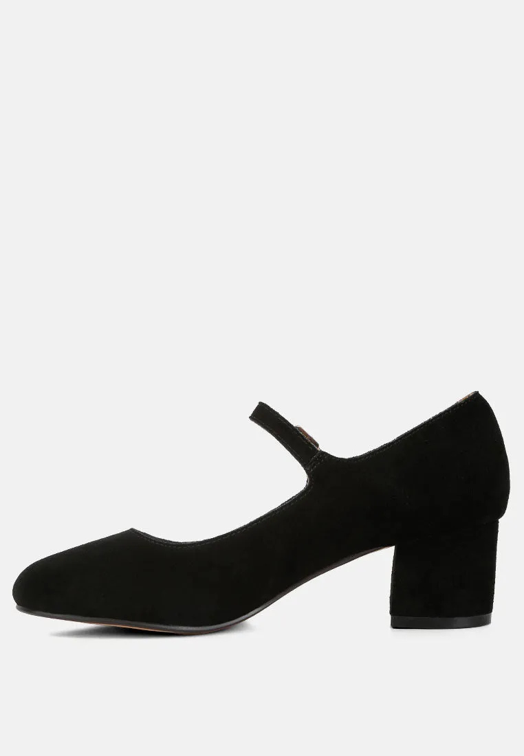 Dallin Suede Block Heel Mary Janes By Ruw