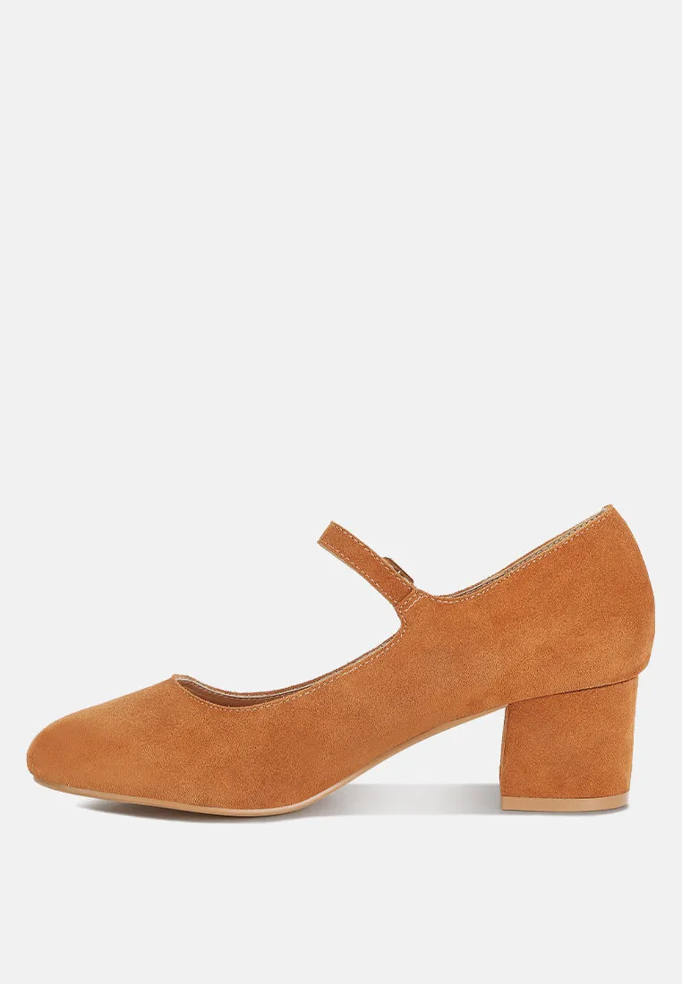 Dallin Suede Block Heel Mary Janes By Ruw