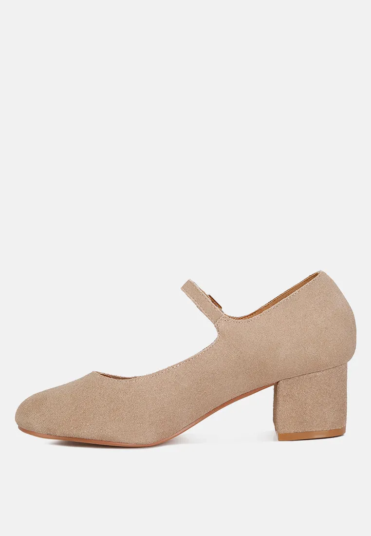 Dallin Suede Block Heel Mary Janes By Ruw