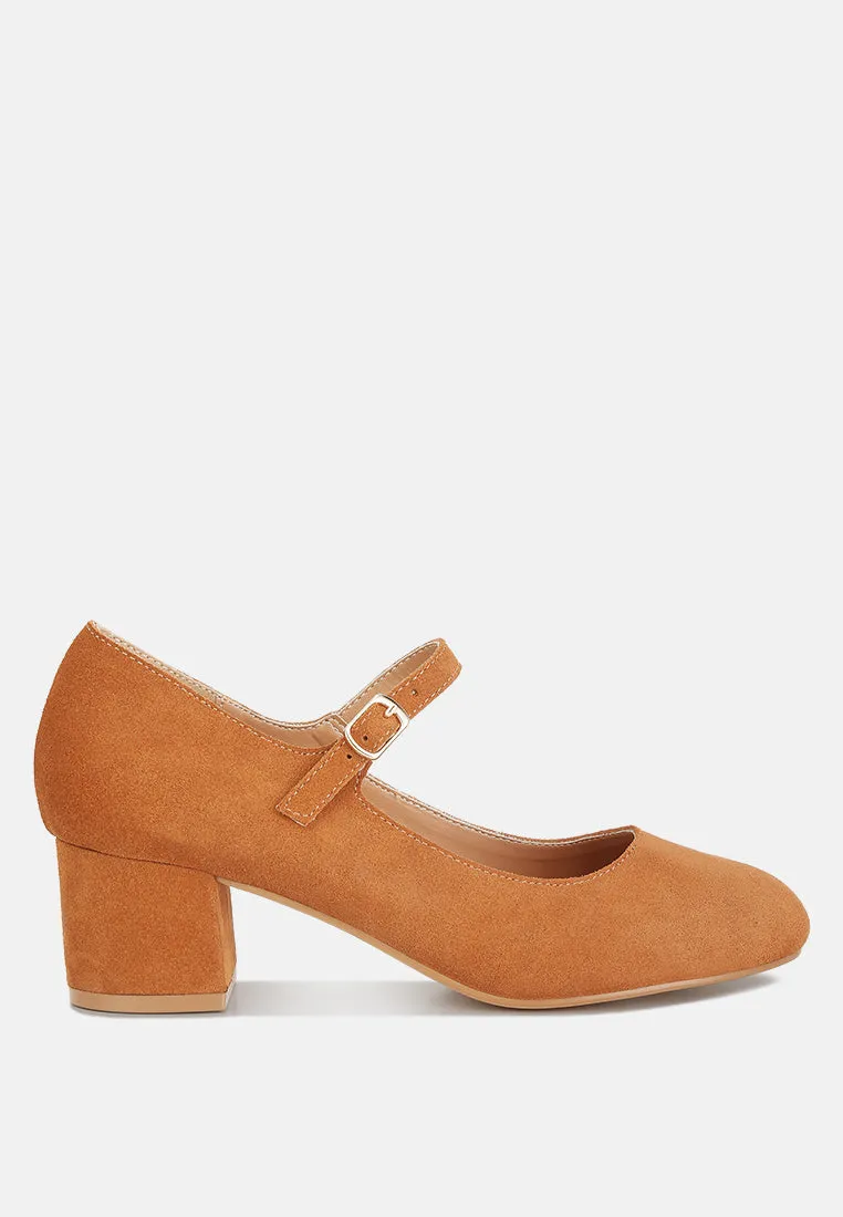 Dallin Suede Block Heel Mary Janes By Ruw