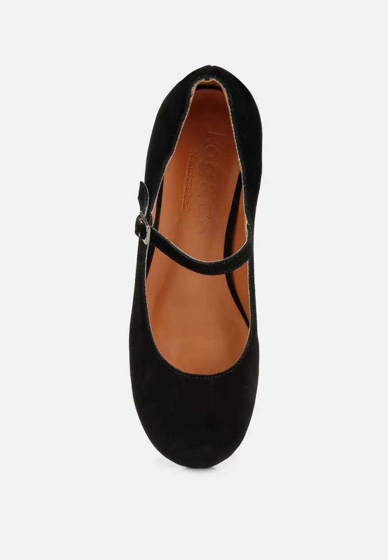 Dallin Suede Block Heel Mary Janes By Ruw