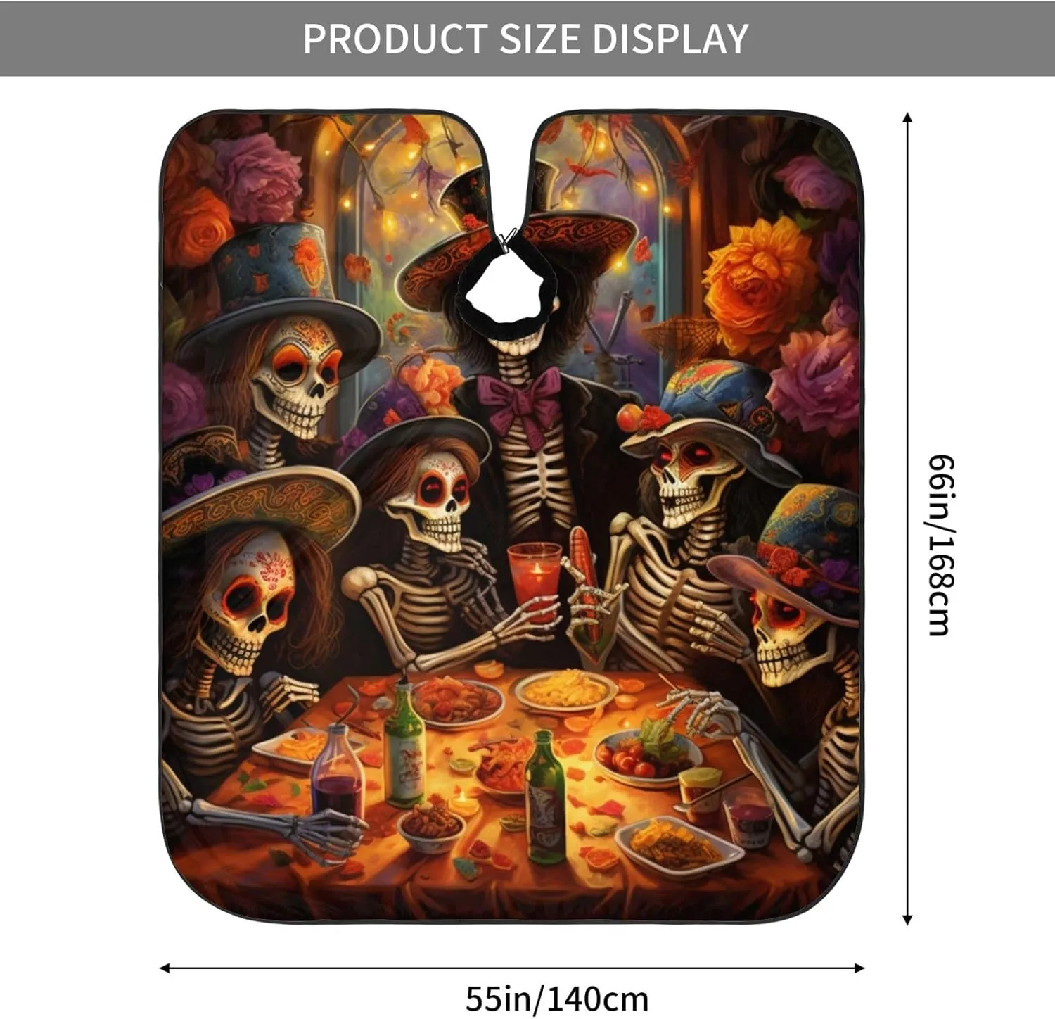 Day of The Dead Rose Sugar Skull Barber Cape with Adjustable Buckle Hair Cutting Salon Cape for Unisex, Perfect for Hairstylists
