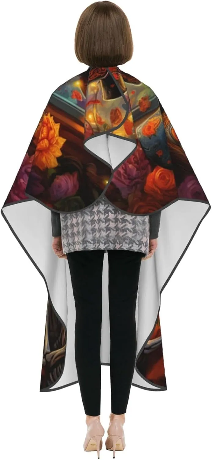 Day of The Dead Rose Sugar Skull Barber Cape with Adjustable Buckle Hair Cutting Salon Cape for Unisex, Perfect for Hairstylists