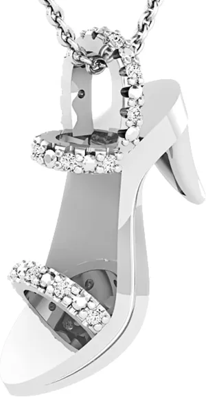 Dazzlingrock Collection Round White Diamond and Alternate Metal Diamond High Heel Sandal Pendant with 18 inch Silver Chain for Women 1/8 CT (0.14 ctw, Color I-J, Clarity I2-I3) in 925 Sterling Silver