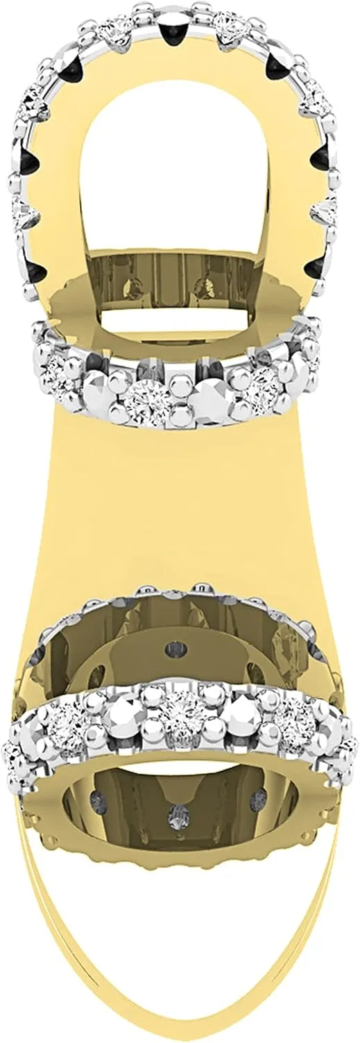 Dazzlingrock Collection Round White Diamond and Alternate Metal Diamond High Heel Sandal Pendant with 18 inch Silver Chain for Women 1/8 CT (0.14 ctw, Color I-J)