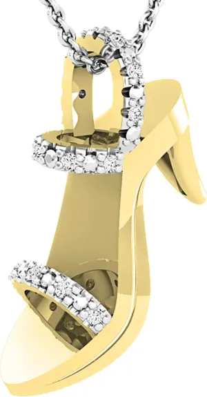 Dazzlingrock Collection Round White Diamond and Alternate Metal Diamond High Heel Sandal Pendant with 18 inch Silver Chain for Women 1/8 CT (0.14 ctw, Color I-J)