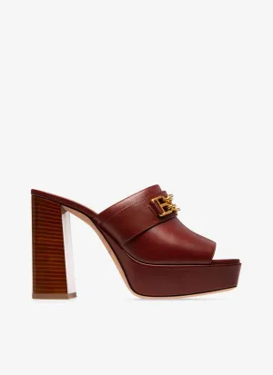 Delania Leather Sandal Mules In Heritage Red
