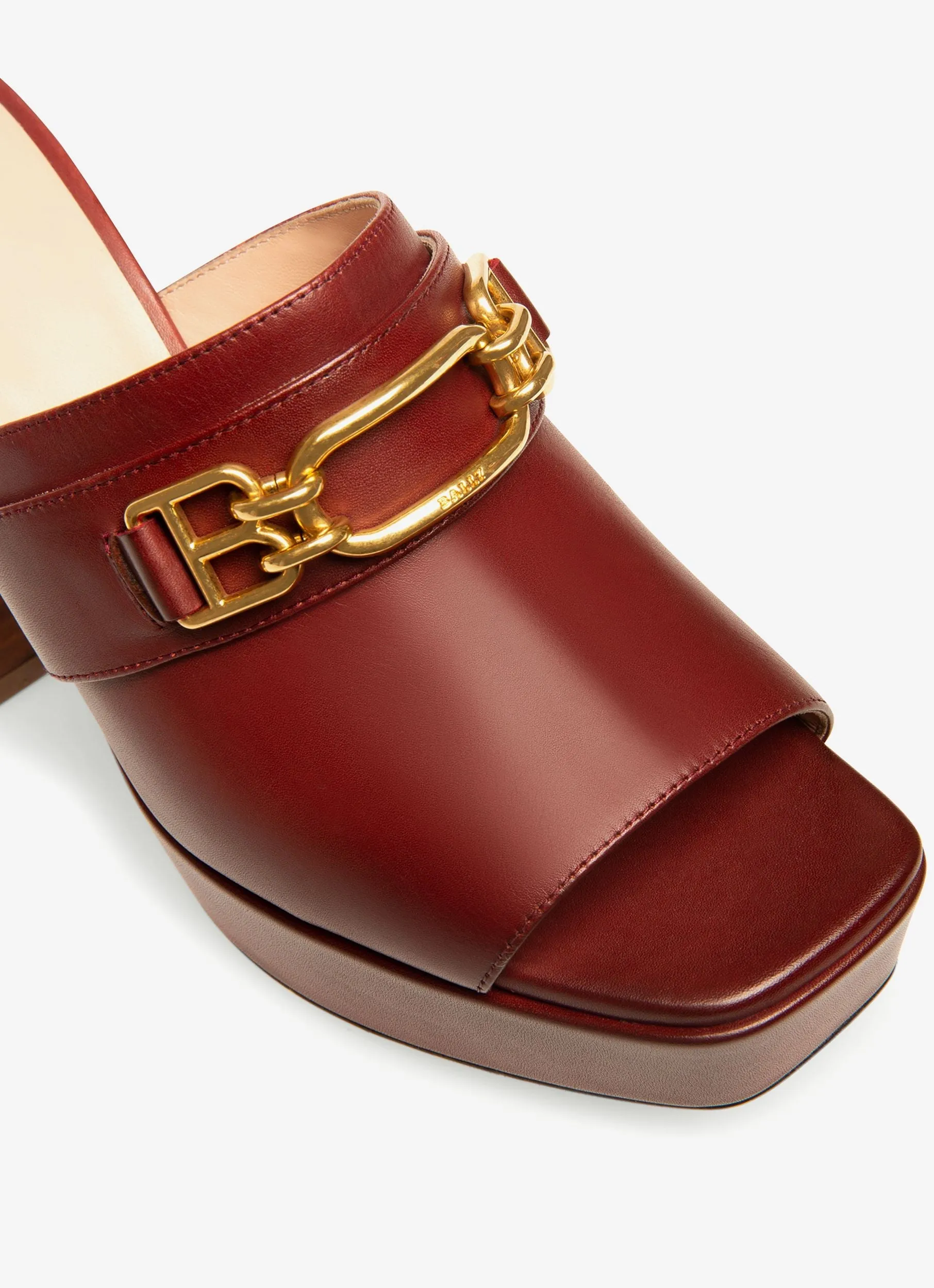 Delania Leather Sandal Mules In Heritage Red