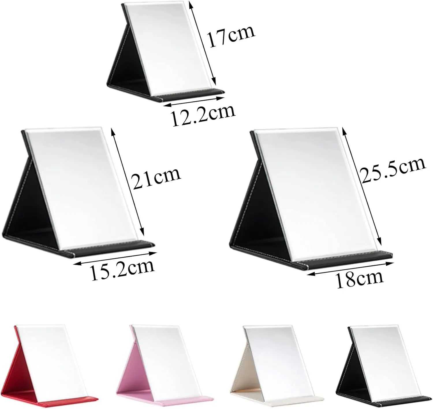 Desk Mirror, Pu Leather Portable Folding Desktop Makeup Mirror With Adjustable Stand For Personal Office Travelling,Table Mirror High Clear Stand Mirror, Compact Travel Mirror, Black Make-up mirror wi
