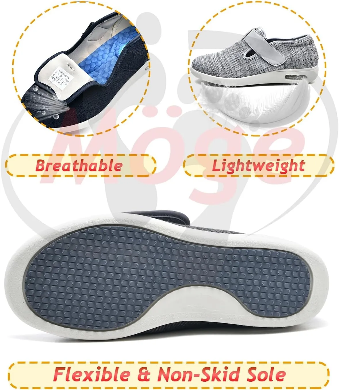 Diabetic Shoes for Men for Swollen Feet Women Elderly Seniors Walking Wide Width for Neuropathy Shoes
