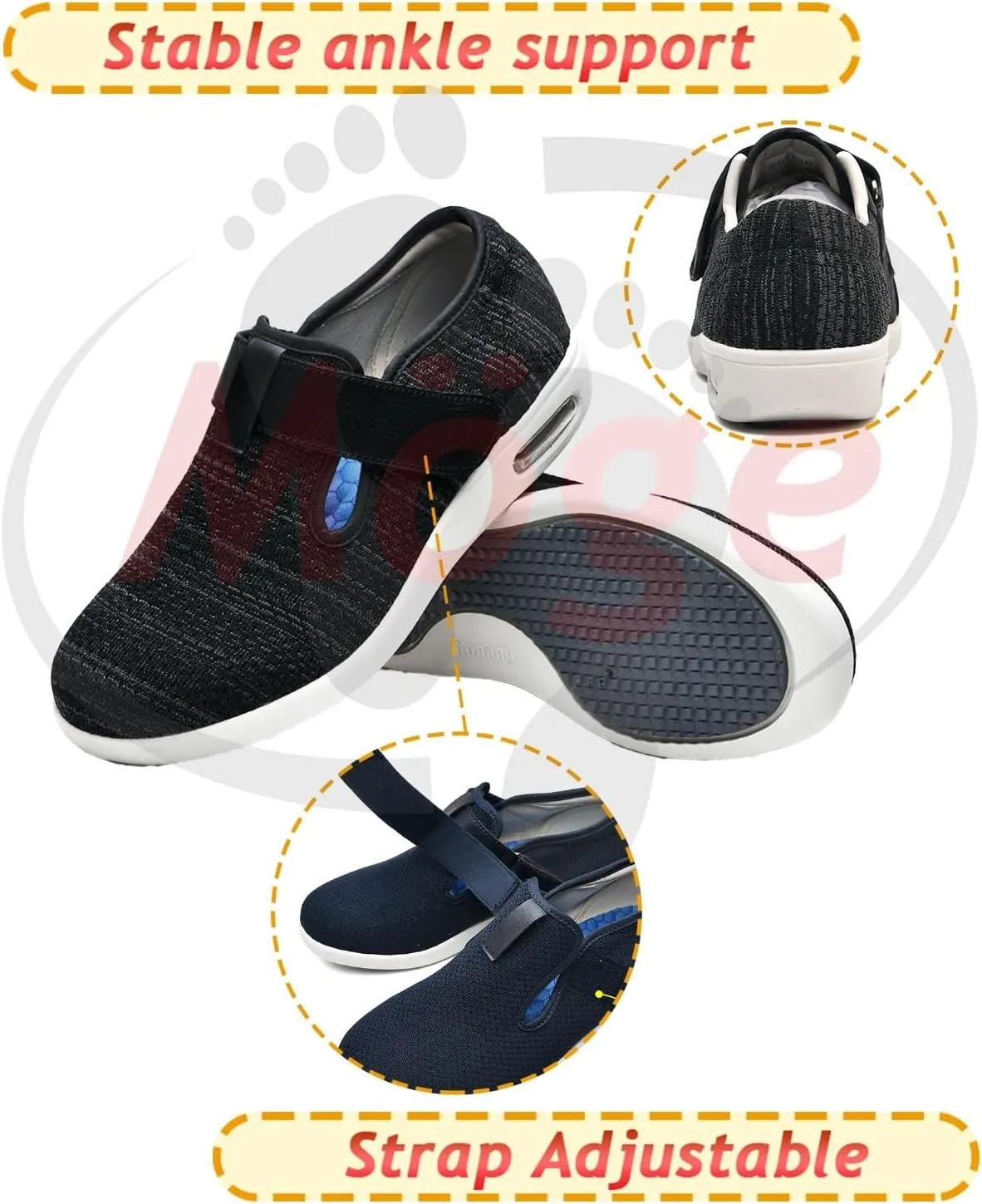 Diabetic Shoes for Men for Swollen Feet Women Elderly Seniors Walking Wide Width for Neuropathy Shoes