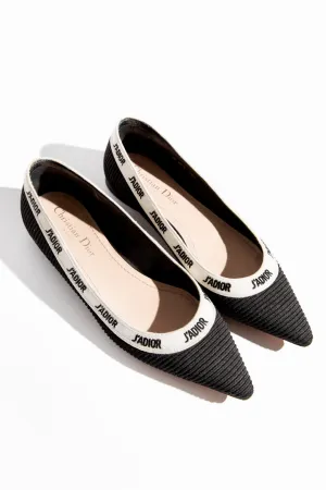DIOR Black Pointed 'J'Adore' Flats (Sz. 36.5)