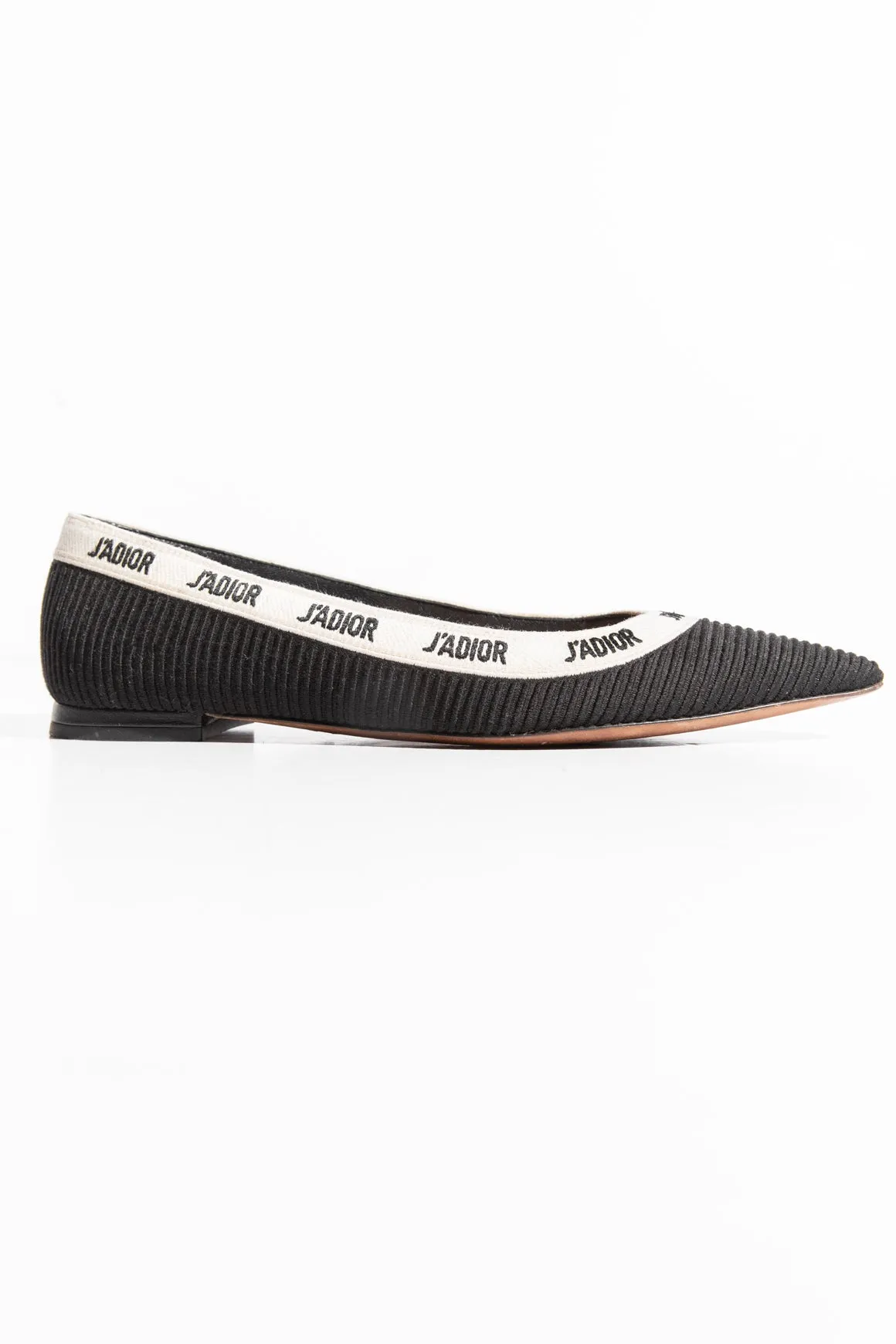 DIOR Black Pointed 'J'Adore' Flats (Sz. 36.5)