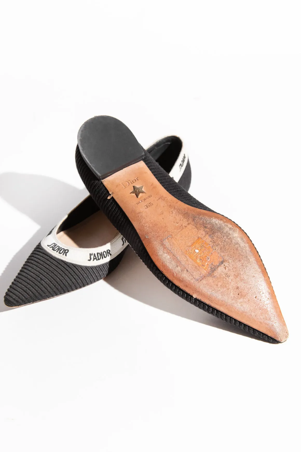 DIOR Black Pointed 'J'Adore' Flats (Sz. 36.5)