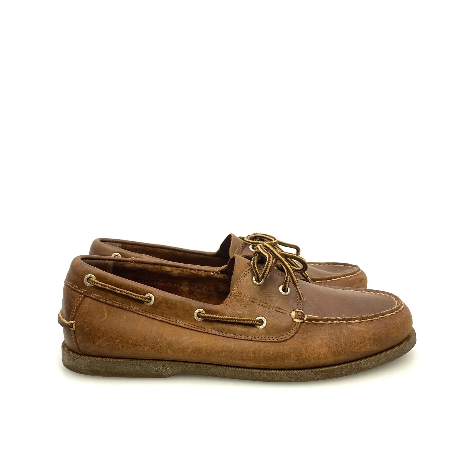 Dockers Mens Size 13M Brown Leather Castaway Lace-Up Boat Shoes