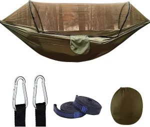 Double Automatic Anti-Mosquito Mosquito net Outdoor Camping Hammock, Nylon Material, 102 inches Long, Suitable for Backpacking, Hiking and Backyard Leisure