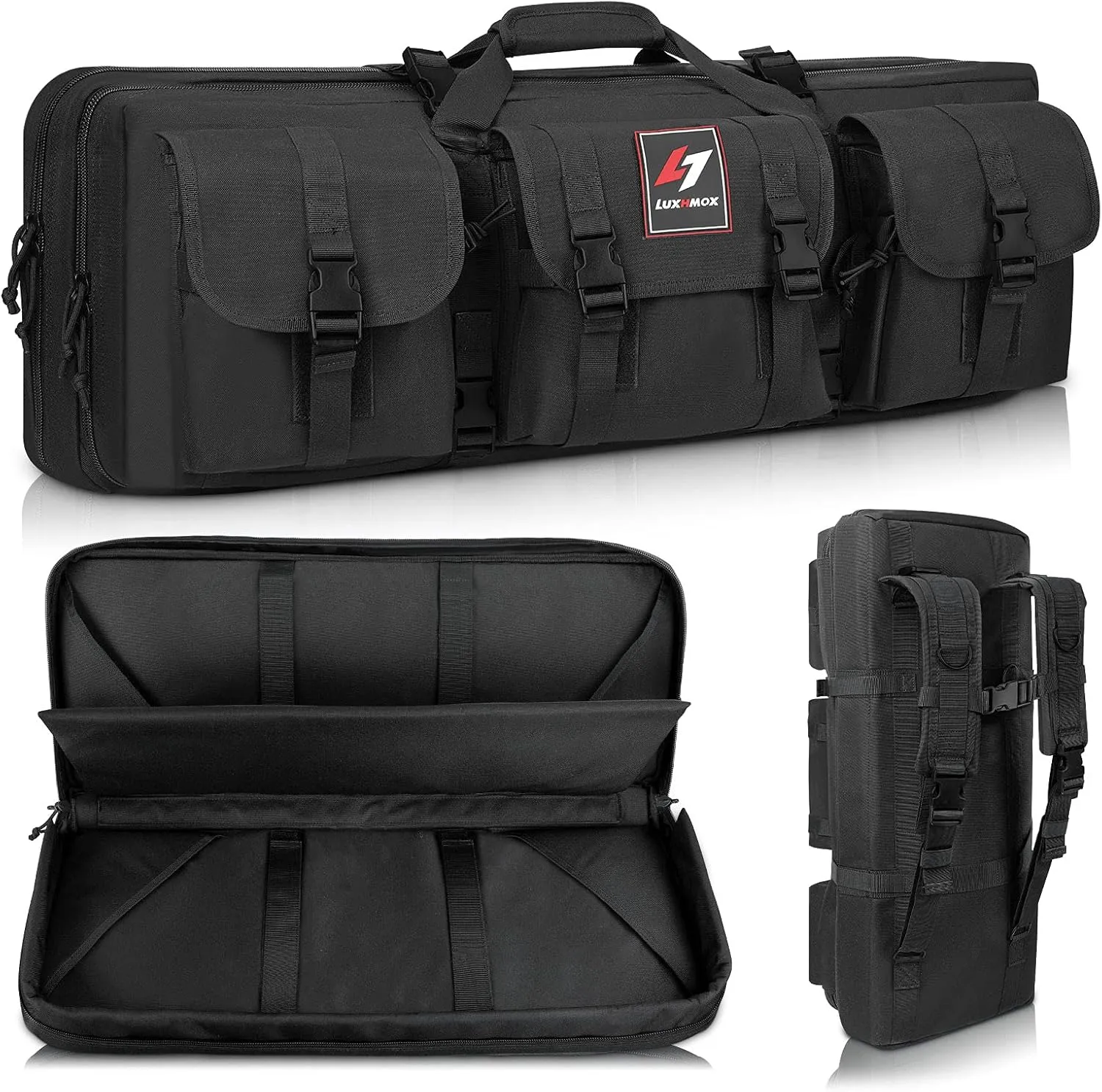 Double Long Soft Rifle Case, American Classic Outdoor Tactical Carbine Rifle Bag & Multi-Function Long Gun Case, Perfect for Storage & Transportation, (Dark black, 28inch)