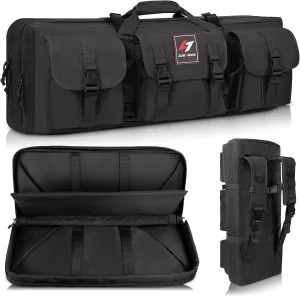Double Long Soft Rifle Case, American Classic Outdoor Tactical Carbine Rifle Bag & Multi-Function Long Gun Case, Perfect for Storage & Transportation, (Dark black, 28inch)
