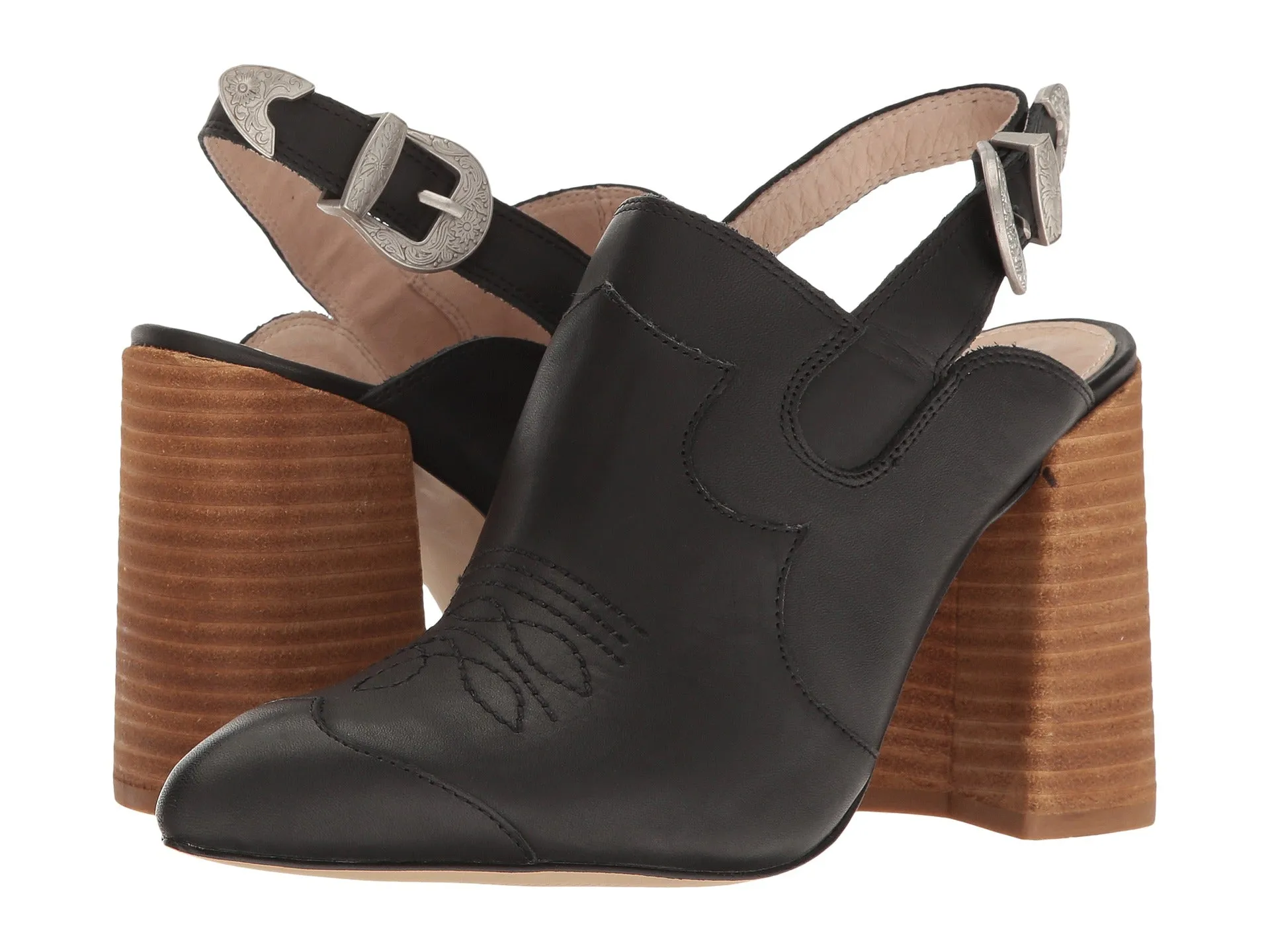 Energy-efficient Mule On-demand assistance Heel Booties Black London Block Pointed Donna Slingback Shellys Leather Toe