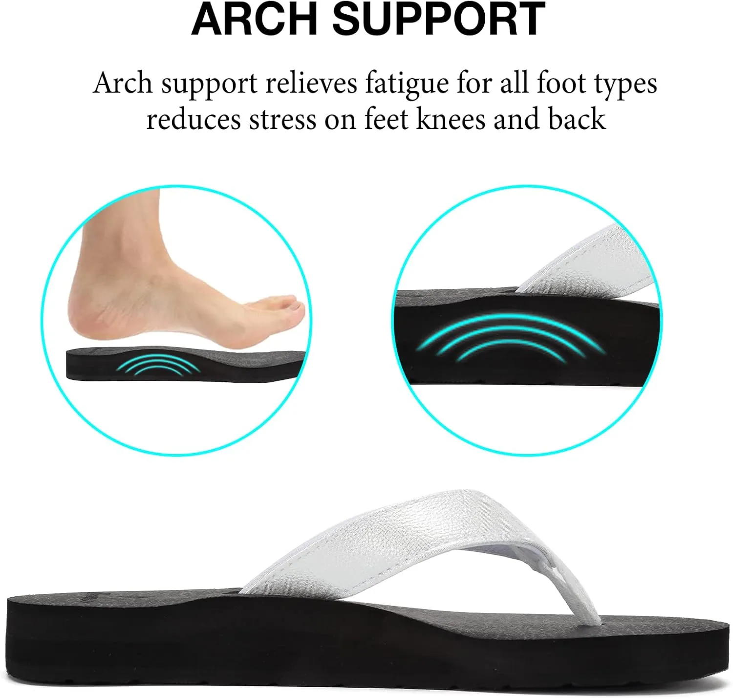 EQUICK Women's Flip Flops Arch Support Yago Mat Insole Sandal Casual Slipper Outdoor and Indoor-U219SLT003-N