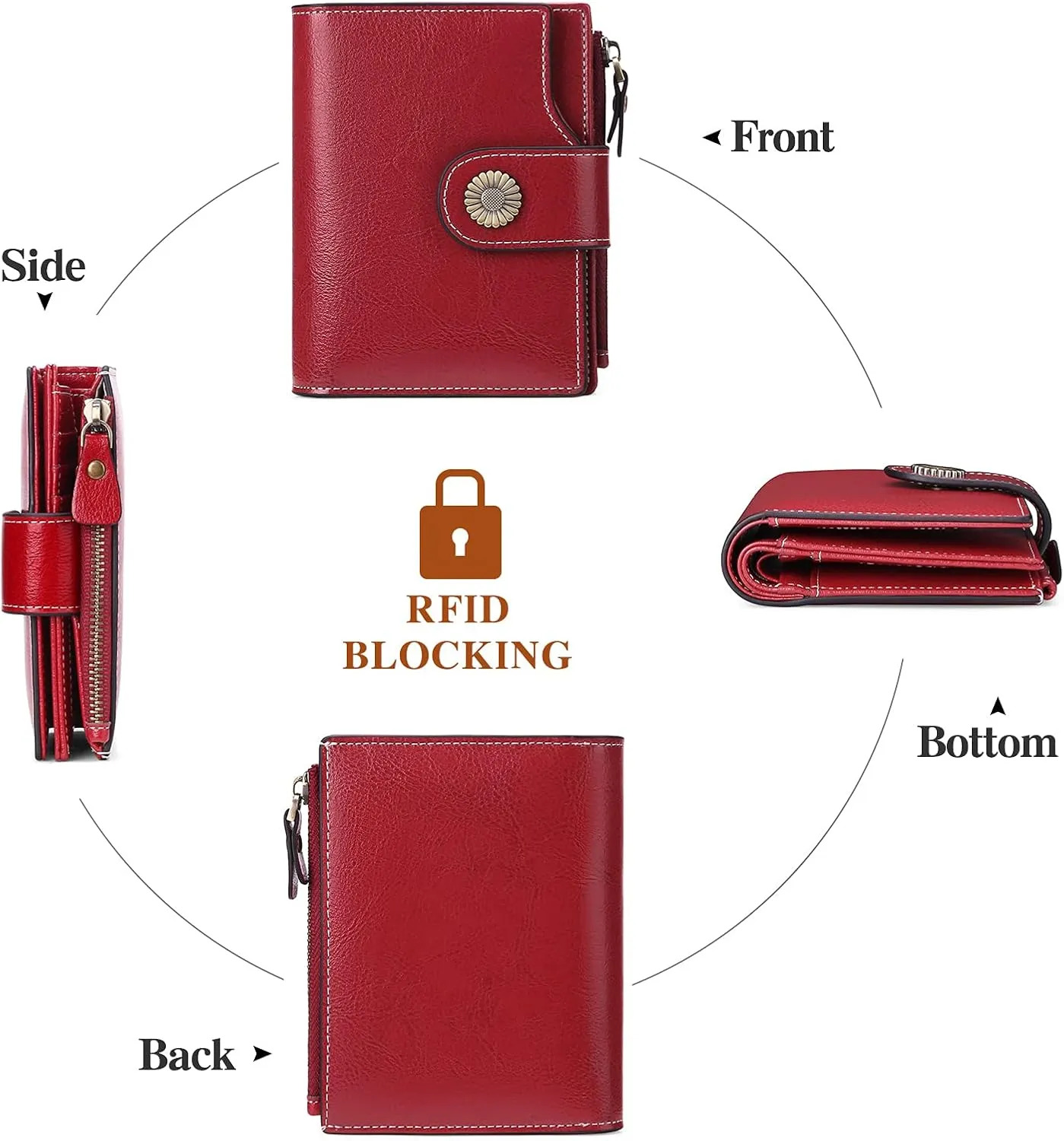 FALAN MULE Small Wallet for Women Leather Bifold Compact Small Womens Wallet with RFID Blocking