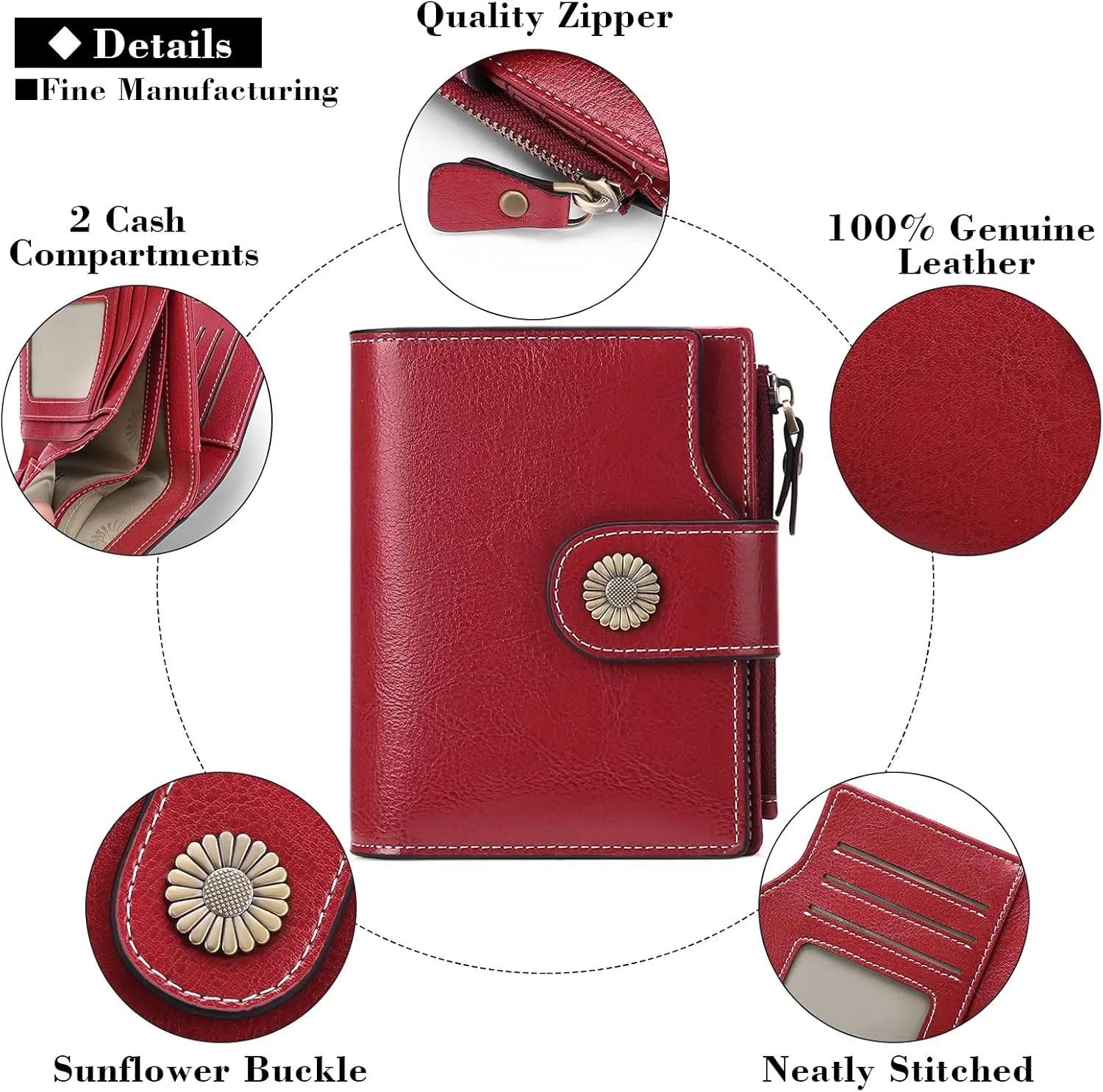 FALAN MULE Small Wallet for Women Leather Bifold Compact Small Womens Wallet with RFID Blocking