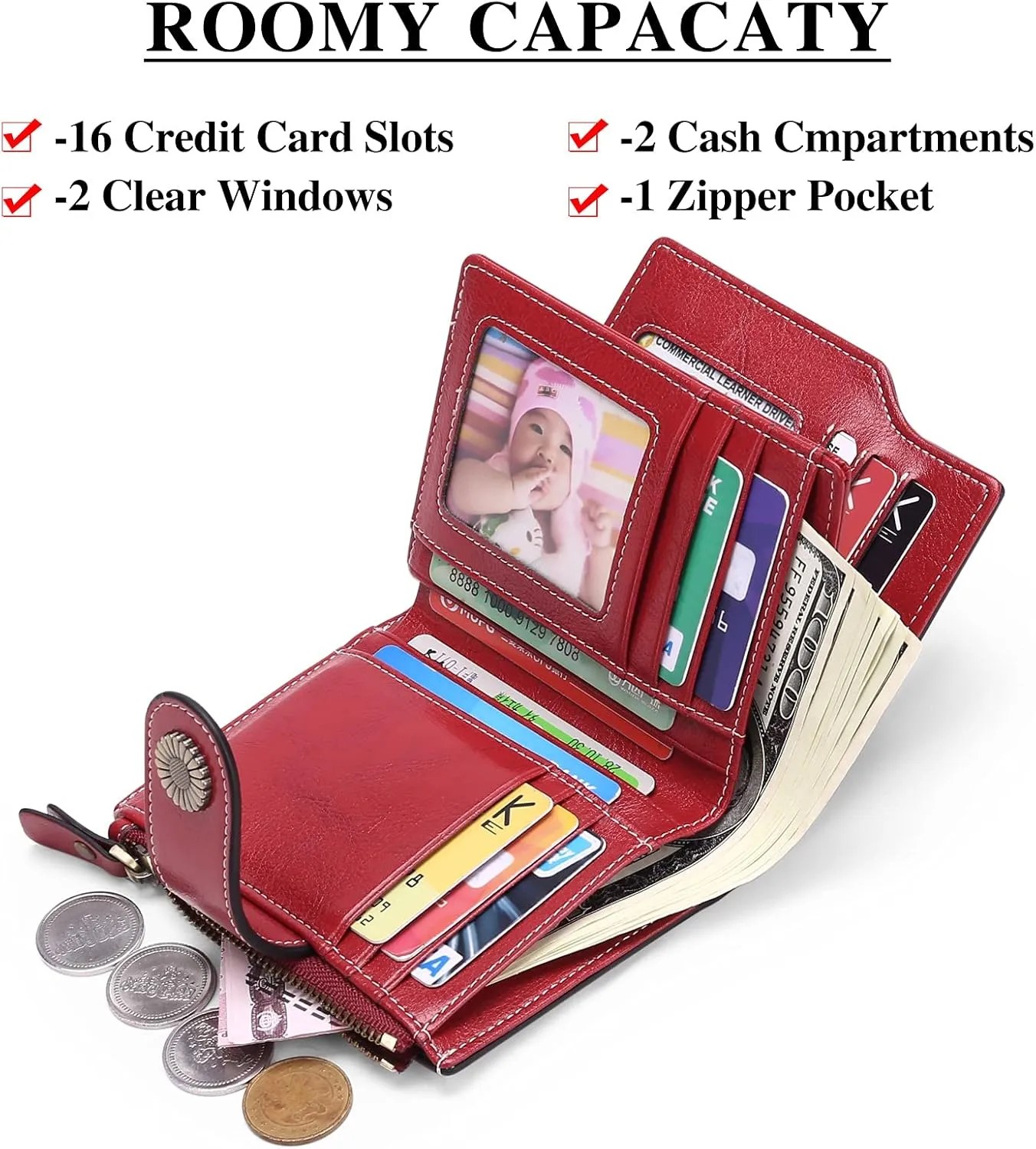 FALAN MULE Small Wallet for Women Leather Bifold Compact Small Womens Wallet with RFID Blocking