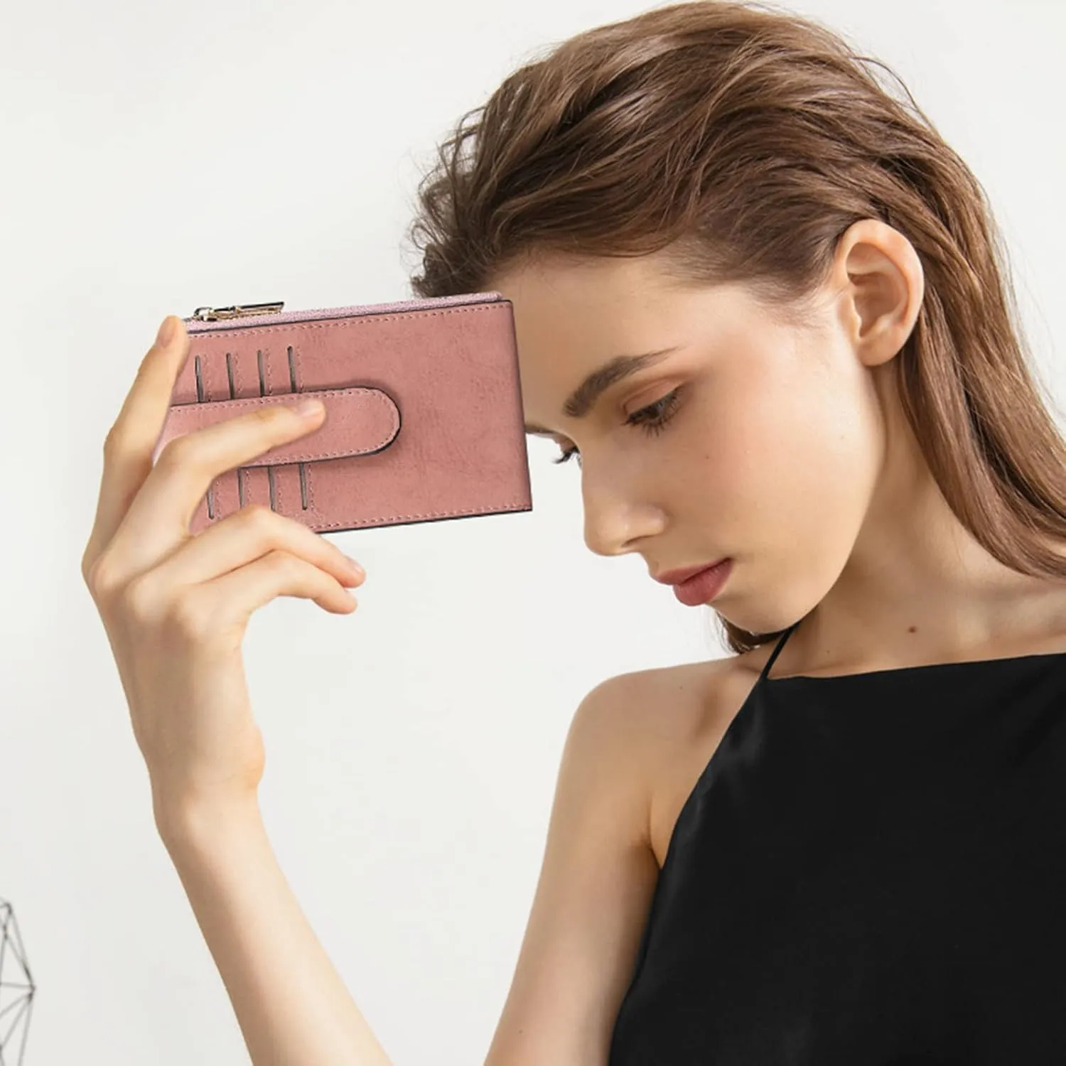 FALAN MULE Womens AirTag Wallet Genuine Leahter Bifold Credit Card Holder with Built-in Integrated Case for AirTag