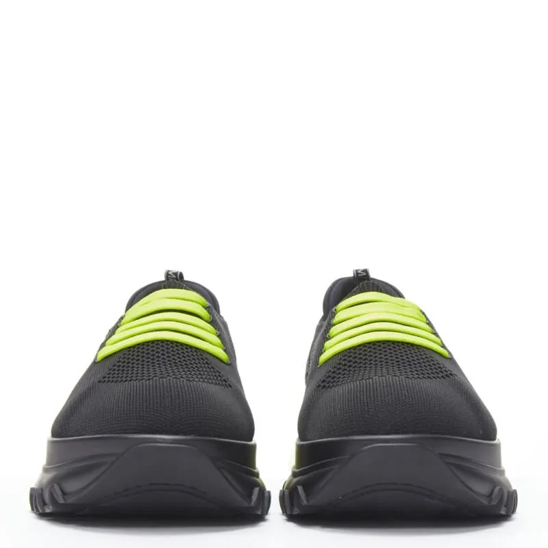 FENDI 2019 black knit neon yellow air sole runner sneaker 7E1234 EU44 UK10