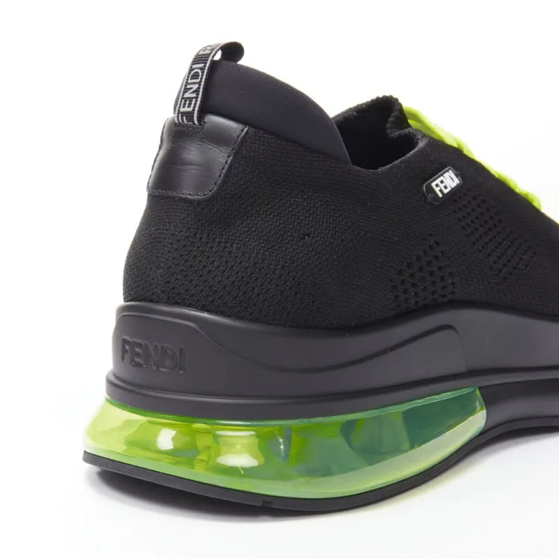 FENDI 2019 black knit neon yellow air sole runner sneaker 7E1234 EU44 UK10