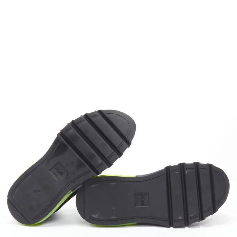 FENDI 2019 black knit neon yellow air sole runner sneaker 7E1234 EU44 UK10