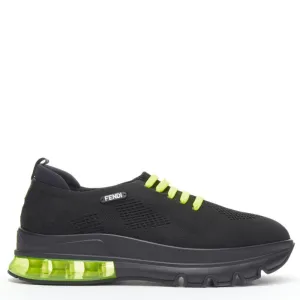 FENDI 2019 black knit neon yellow air sole runner sneaker 7E1234 EU44 UK10