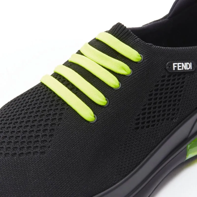 FENDI 2019 black knit neon yellow air sole runner sneaker 7E1234 EU44 UK10