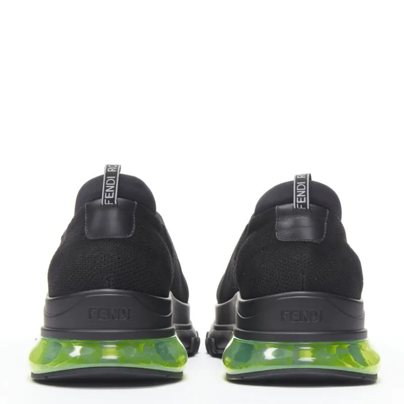 FENDI 2019 black knit neon yellow air sole runner sneaker 7E1234 EU44 UK10