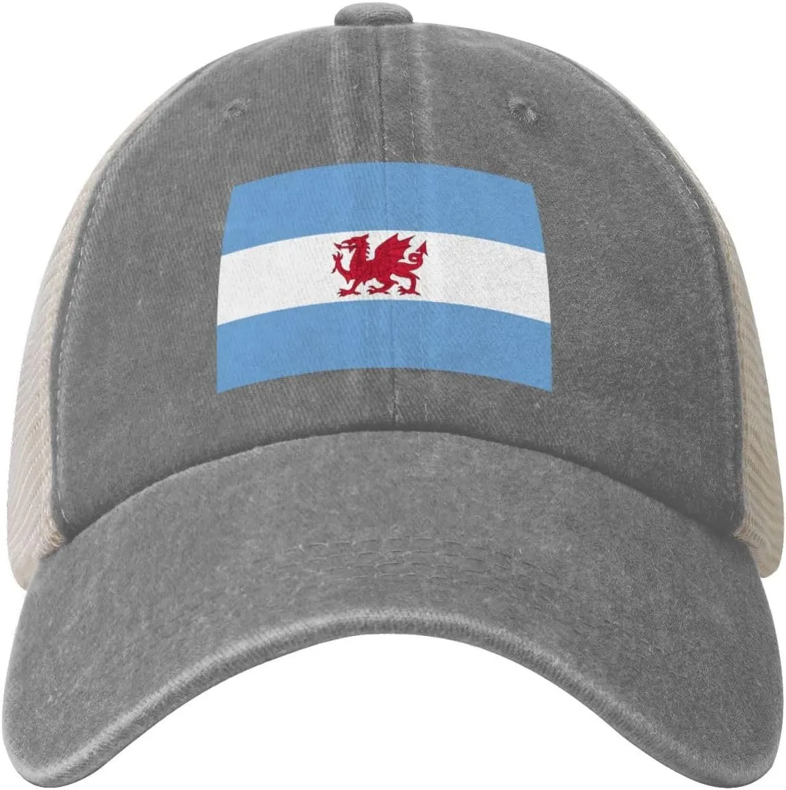 Flag of The Welsh Colony in Patagonia Baseball Cap Women Men Mesh Back Denim Hat Vintage Trucker Hats Dad Caps