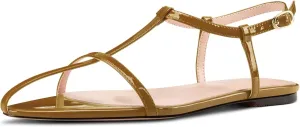 Flat Sandals for Women Pointed Toe Ankle Strap Adjustable Buckle Slide Sandal for Casual 0.4 Inches Heels