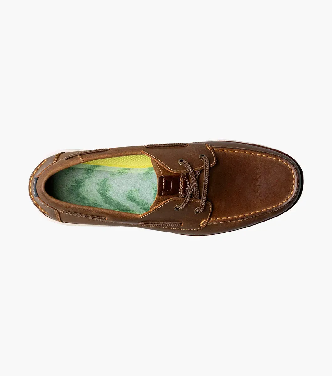 Florsheim Men's Tropics  Elastic Lace Moc Toe Boat Shoe Cognac