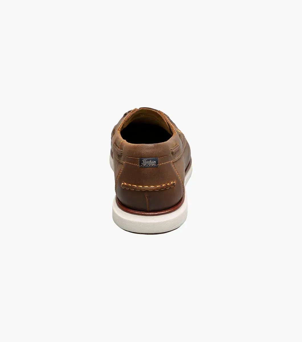 Florsheim Men's Tropics  Elastic Lace Moc Toe Boat Shoe Cognac