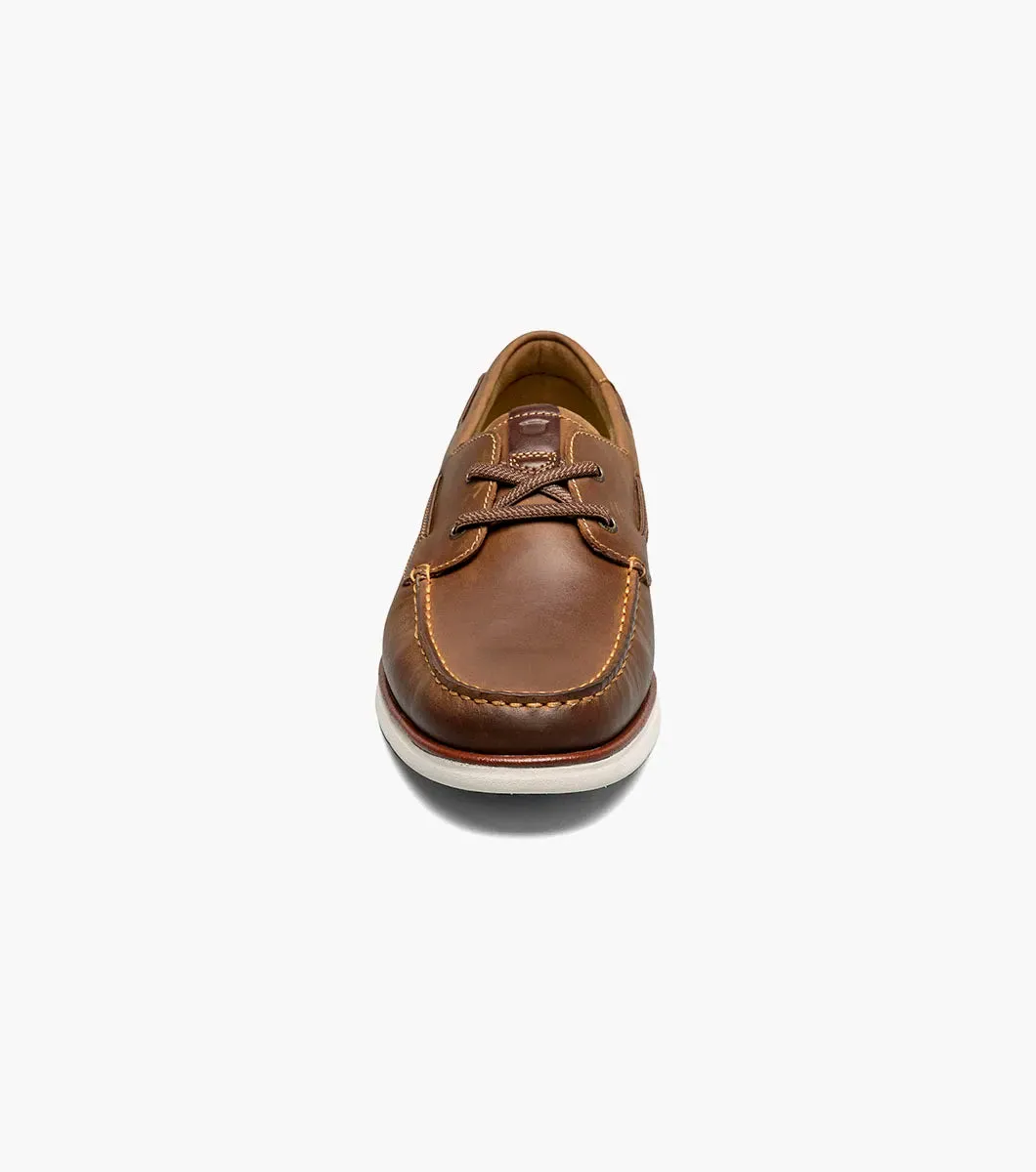 Florsheim Men's Tropics  Elastic Lace Moc Toe Boat Shoe Cognac