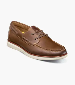 Florsheim Men's Tropics  Elastic Lace Moc Toe Boat Shoe Cognac