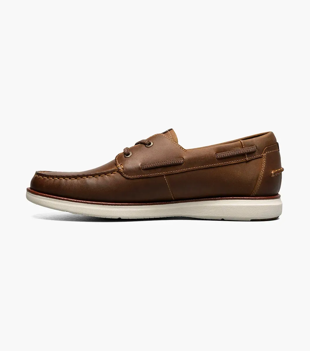 Florsheim Men's Tropics  Elastic Lace Moc Toe Boat Shoe Cognac