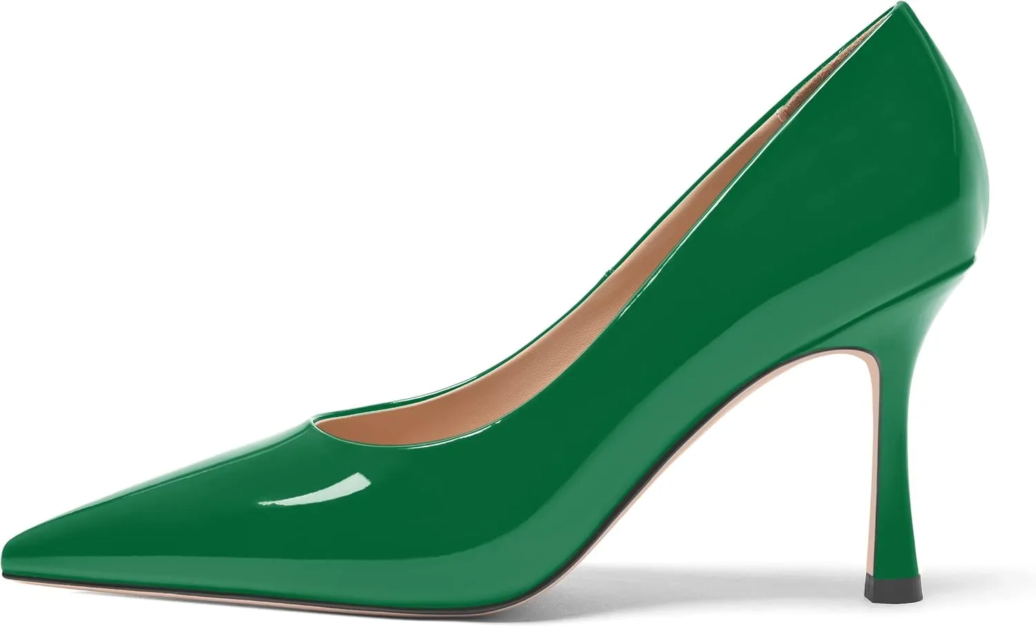 FOGEENA Womens Solid Patent Pointed Toe Sexy Slip On Evening Stiletto Leather High Heel Pumps Shoes 3.14 Inch