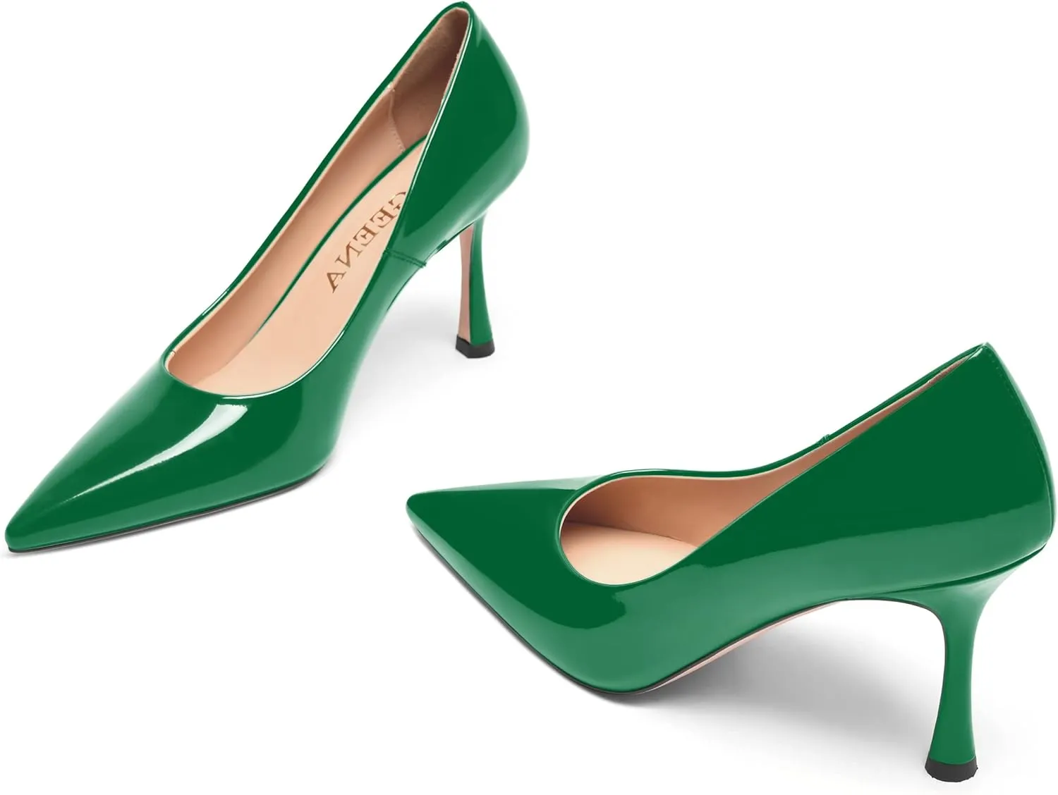 FOGEENA Womens Solid Patent Pointed Toe Sexy Slip On Evening Stiletto Leather High Heel Pumps Shoes 3.14 Inch