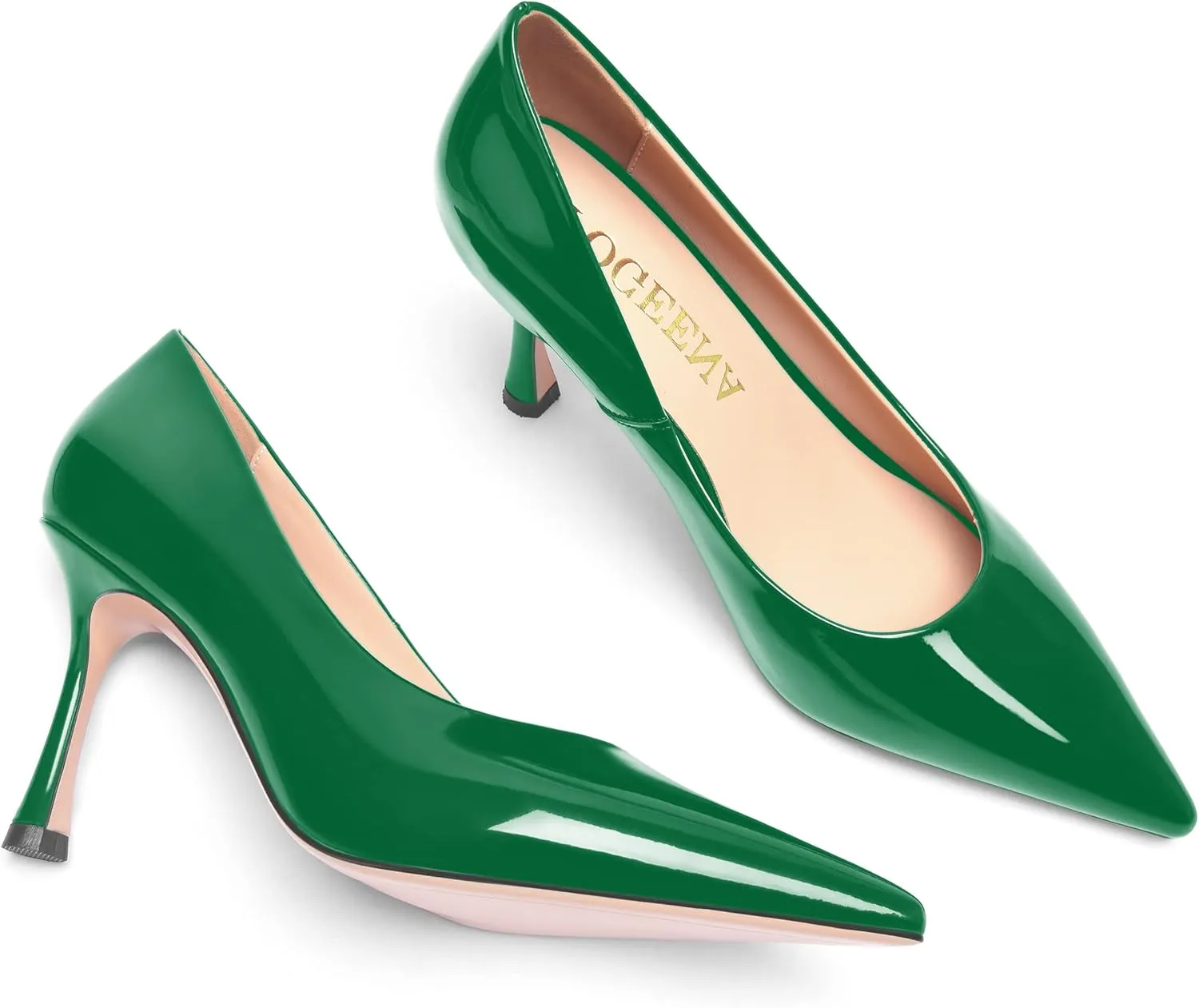 FOGEENA Womens Solid Patent Pointed Toe Sexy Slip On Evening Stiletto Leather High Heel Pumps Shoes 3.14 Inch